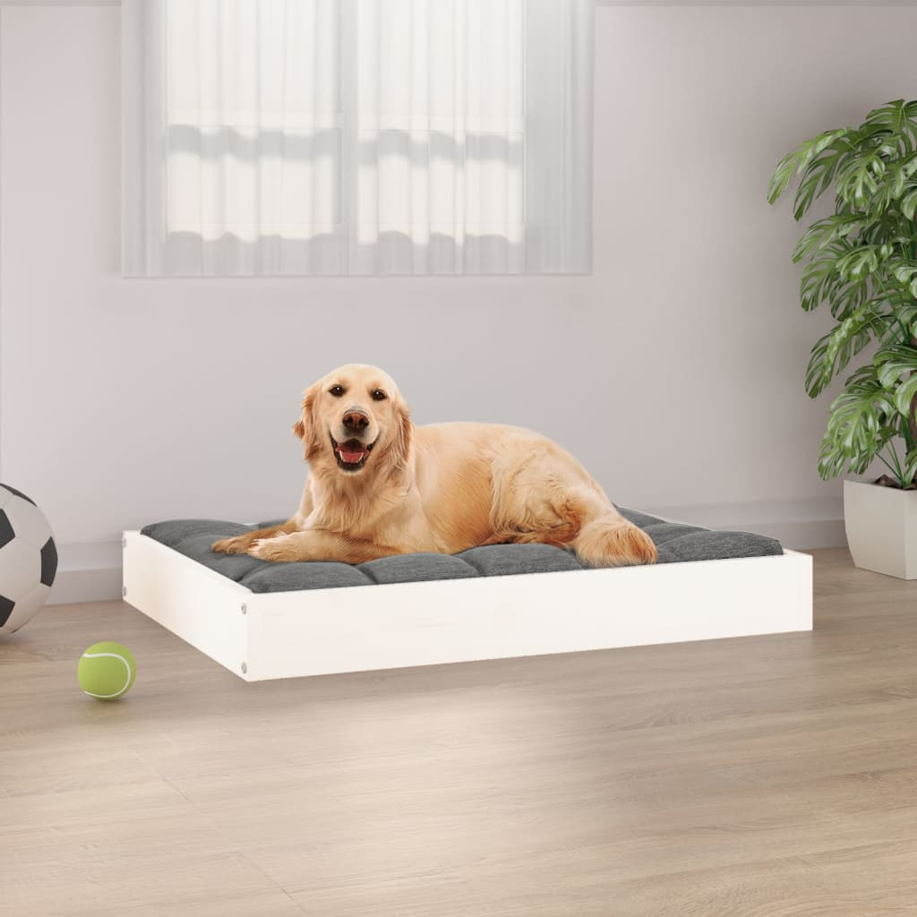 vidaXL Hundebett Weiß 71,5x54x9 cm Massivholz Kiefer