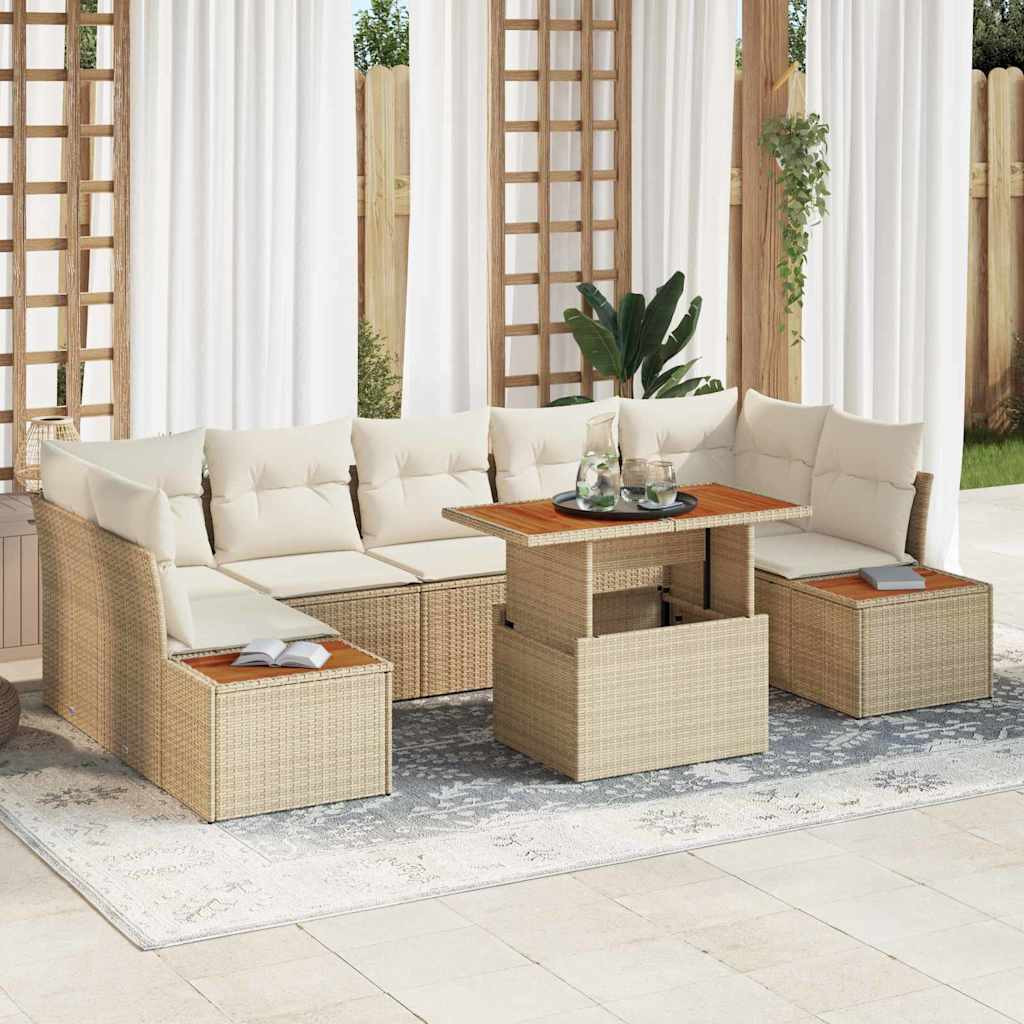 vidaXL Gartensofa-set 8 Stk. Beige und Creme