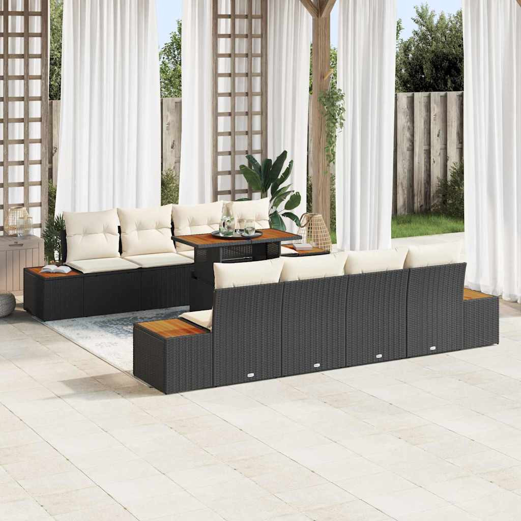vidaXL Gartensofa-set 9 Stk. Schwarz Poly-Rattan