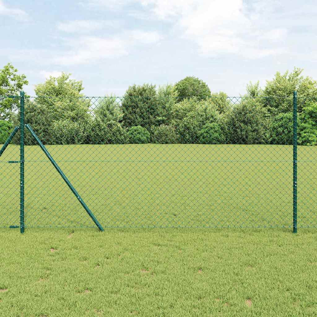 vidaXL Bodenmontierter Maschendrahtzaun 10 x 1,4 m Grün Netz