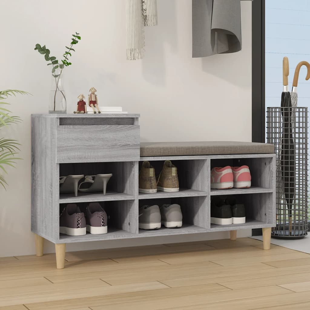 vidaXL Schuhregal Grau Sonoma 102x36x60 cm Holzwerkstoff