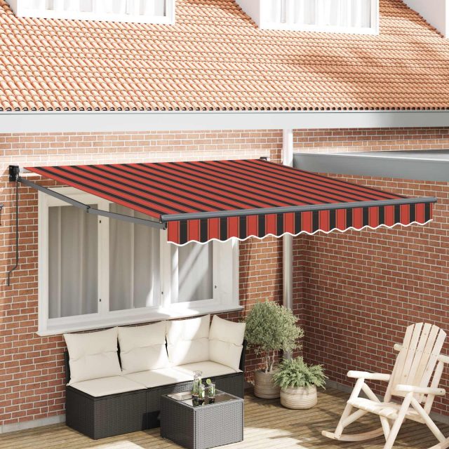 vidaXL Ausziehbare Markise Rot und Schwarz 350 x 250 x 165 cm