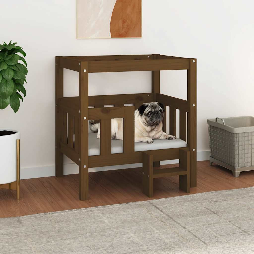 vidaXL Hundebett Honigbraun 65,5x50,5x70 cm Massivholz Kiefer