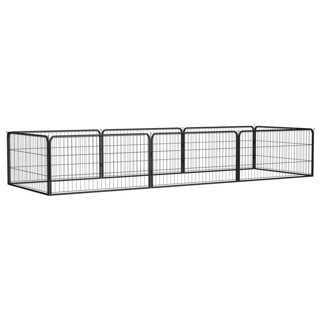 vidaXL 8-tlg. Hundelaufstall Schwarz 100x50 cm Stahl Pulverbeschichtet