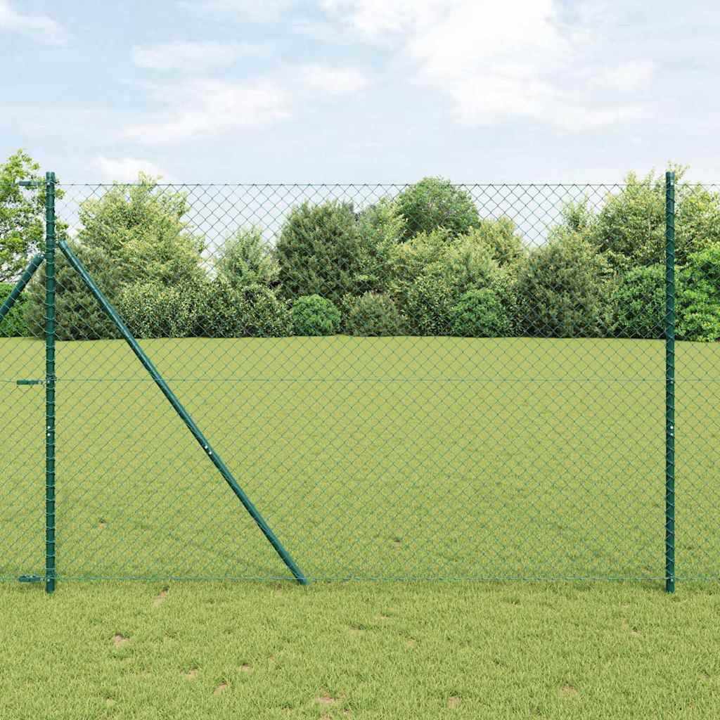vidaXL Bodenmontierter Maschendrahtzaun 10 x 1,6 m Grün Netz