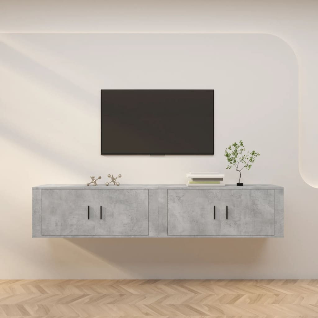 vidaXL TV-Wandschränke 2 Stk. Betongrau 100x34,5x40 cm
