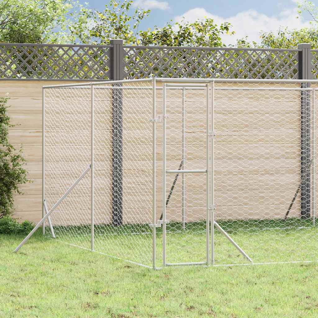 vidaXL Outdoor-Hundezwinger Silbern 8x12x2 m Verzinkter Stahl