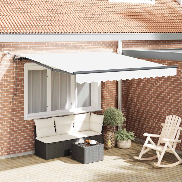 vidaXL Ausziehbare Markise Weiß 350 x 250 cm Polyester
