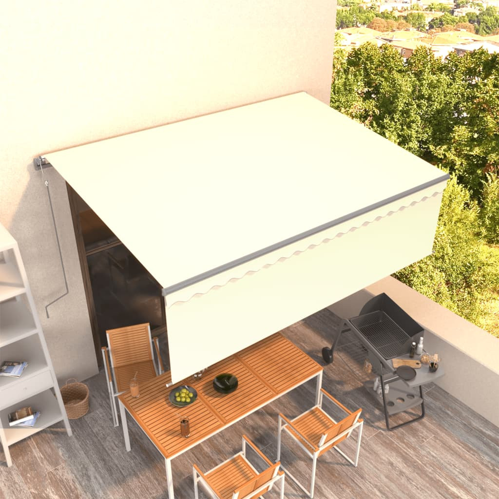 vidaXL Markise Automatisch Einziehbar mit Volant 4,5x3 m Creme