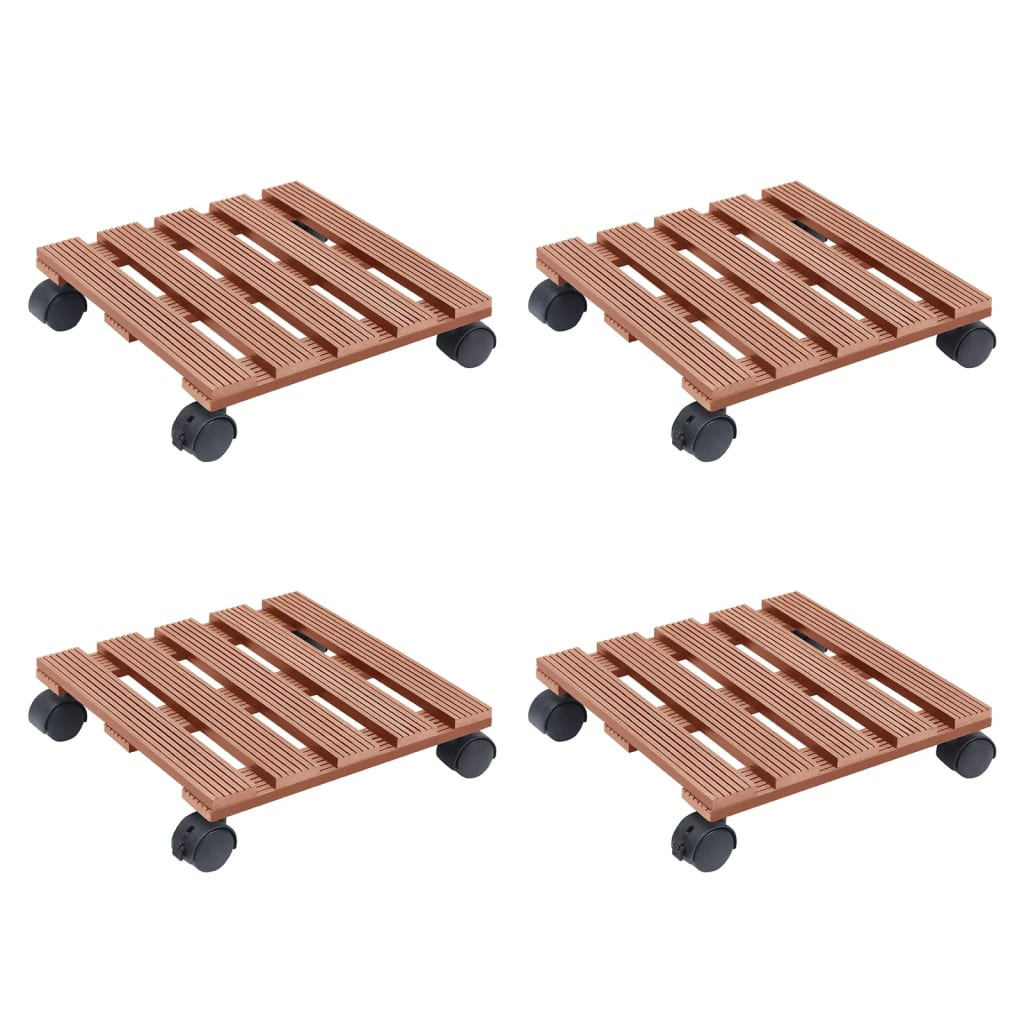 vidaXL Pflanzenroller 4 Stk. Braun 30x30x7,5 cm WPC