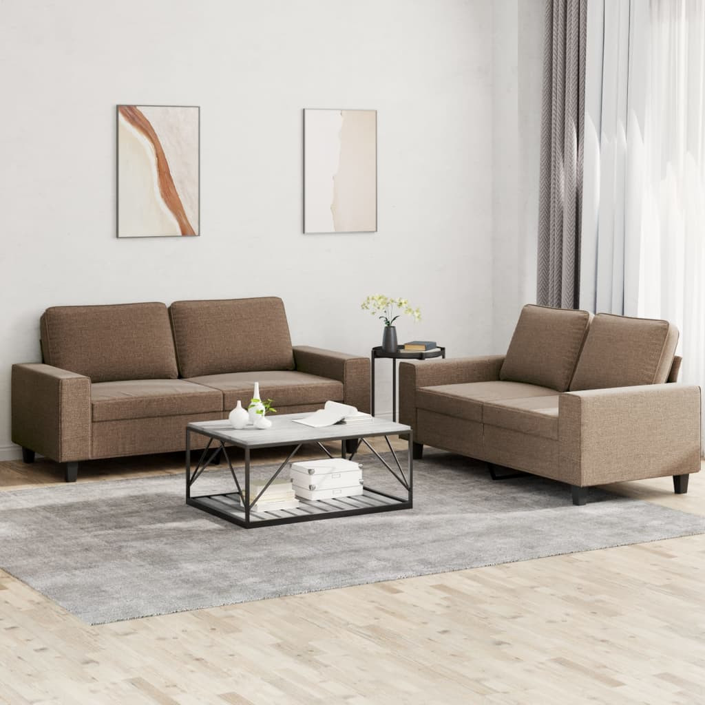 vidaXL 2-tlg. Sofagarnitur Braun Stoff