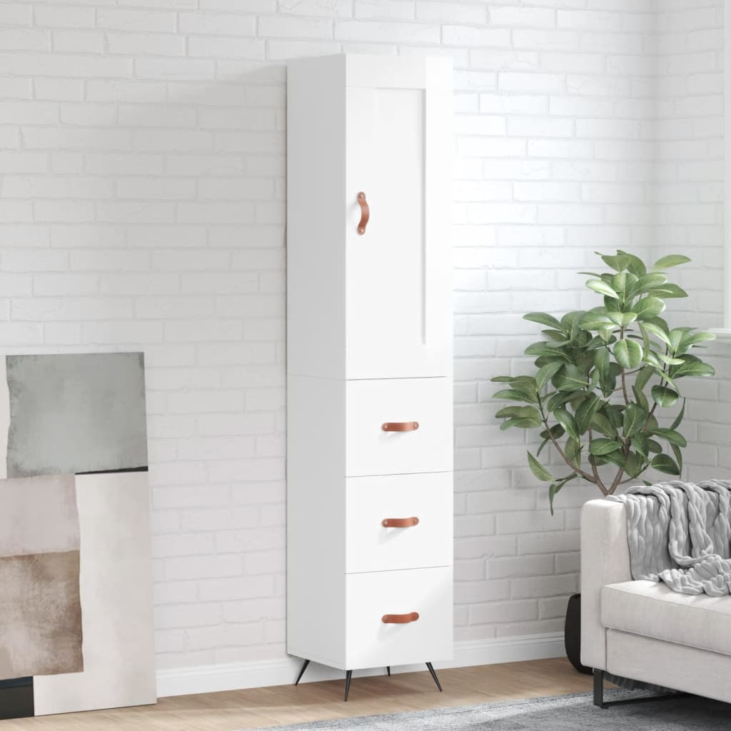 vidaXL Highboard Hochglanz-Weiß 34,5x34x180 cm Holzwerkstoff