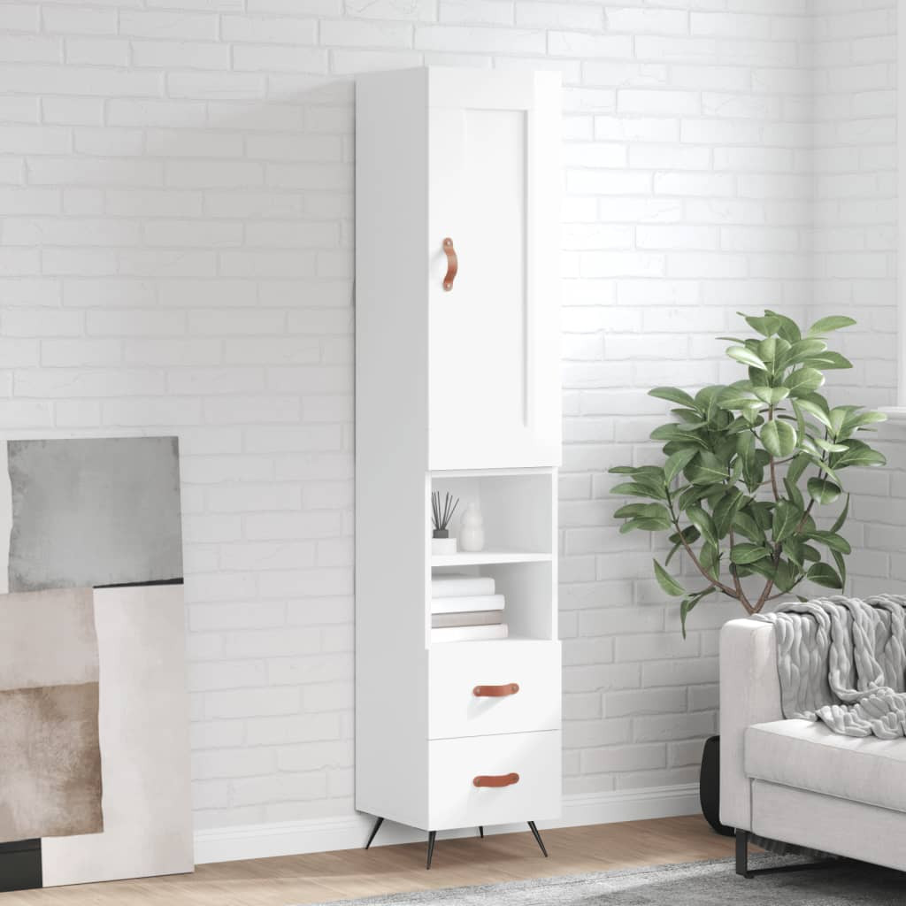 vidaXL Highboard Hochglanz-Weiß 34,5x34x180 cm Holzwerkstoff