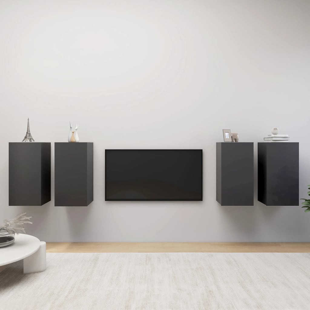 vidaXL TV-Schränke 4 Stk. Grau 30,5x30x60 cm Holzwerkstoff