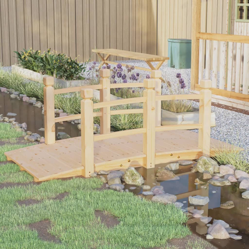 vidaXL Gartenbrücke mit Geländer 150x67x56 cm Massivholz Fichte