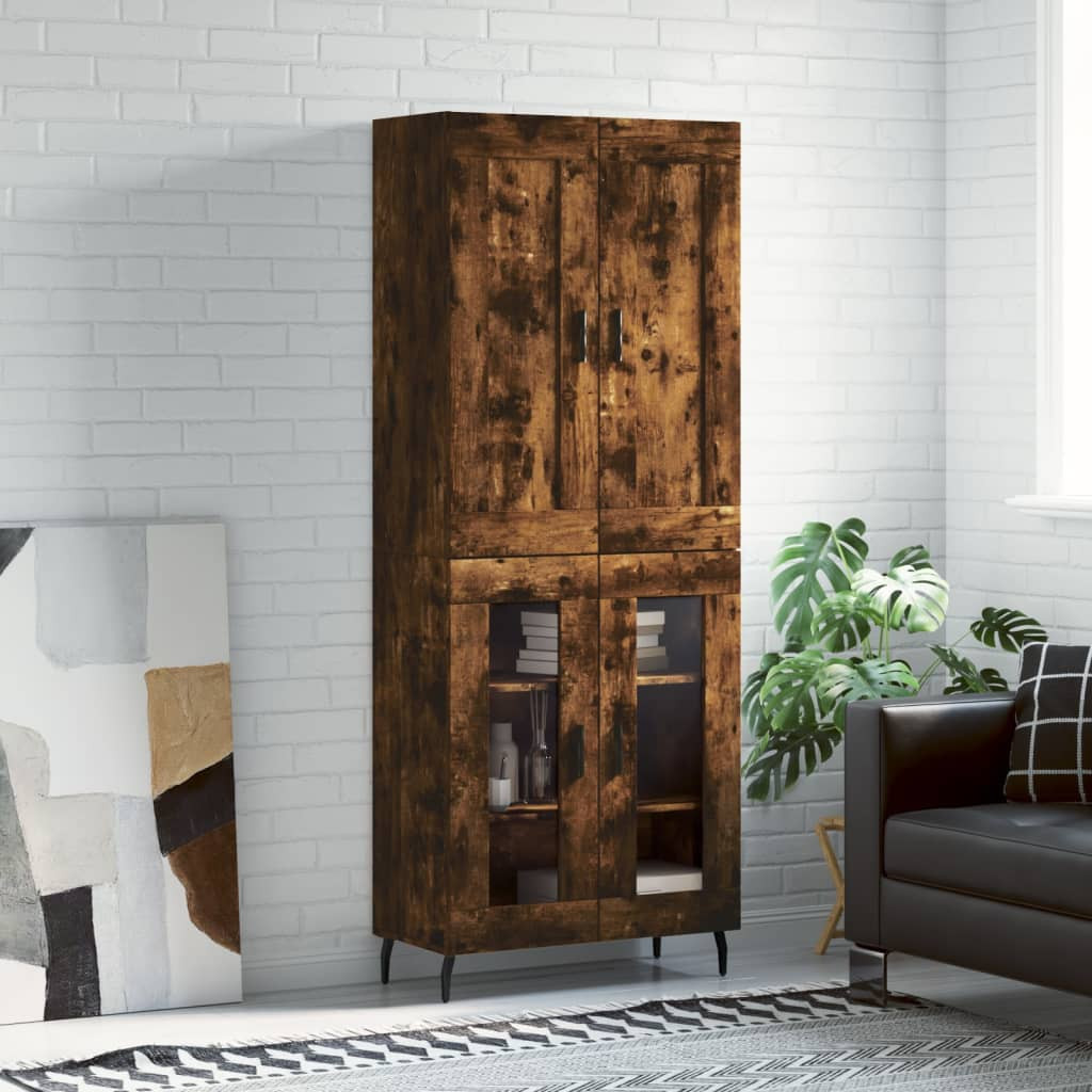 vidaXL Highboard Räuchereiche 69,5x34x180 cm Holzwerkstoff