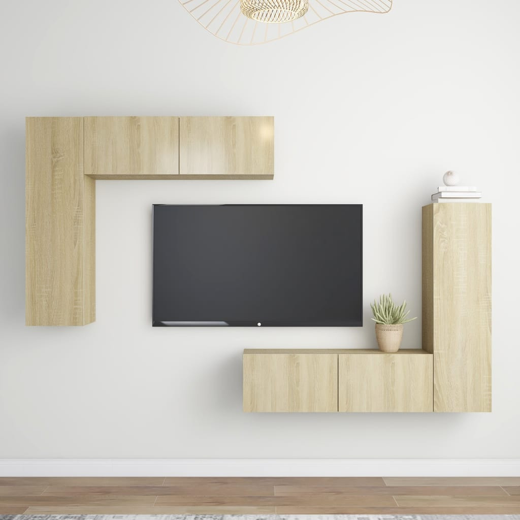 vidaXL 4-tlg. TV-Schrank-Set Sonoma-Eiche Holzwerkstoff