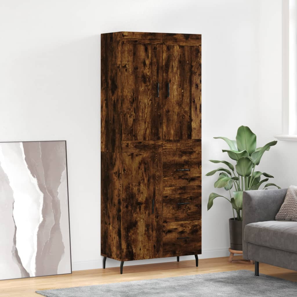 vidaXL Highboard Räuchereiche 69,5x34x180 cm Holzwerkstoff