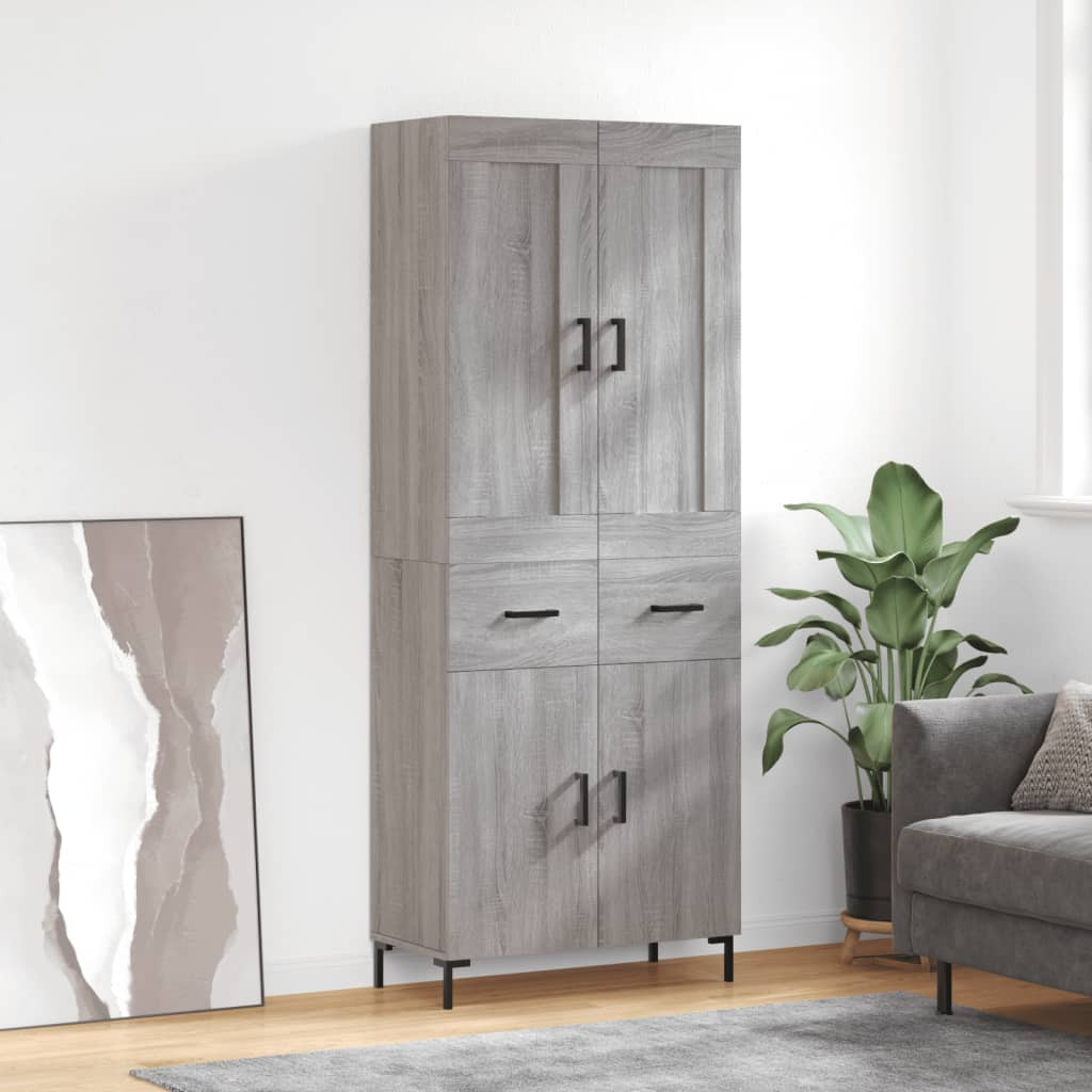 vidaXL Highboard Grau Sonoma 69,5x34x180 cm Holzwerkstoff