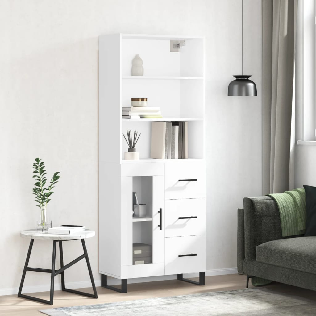 vidaXL Highboard Hochglanz-Weiß 69,5x34x180 cm Holzwerkstoff