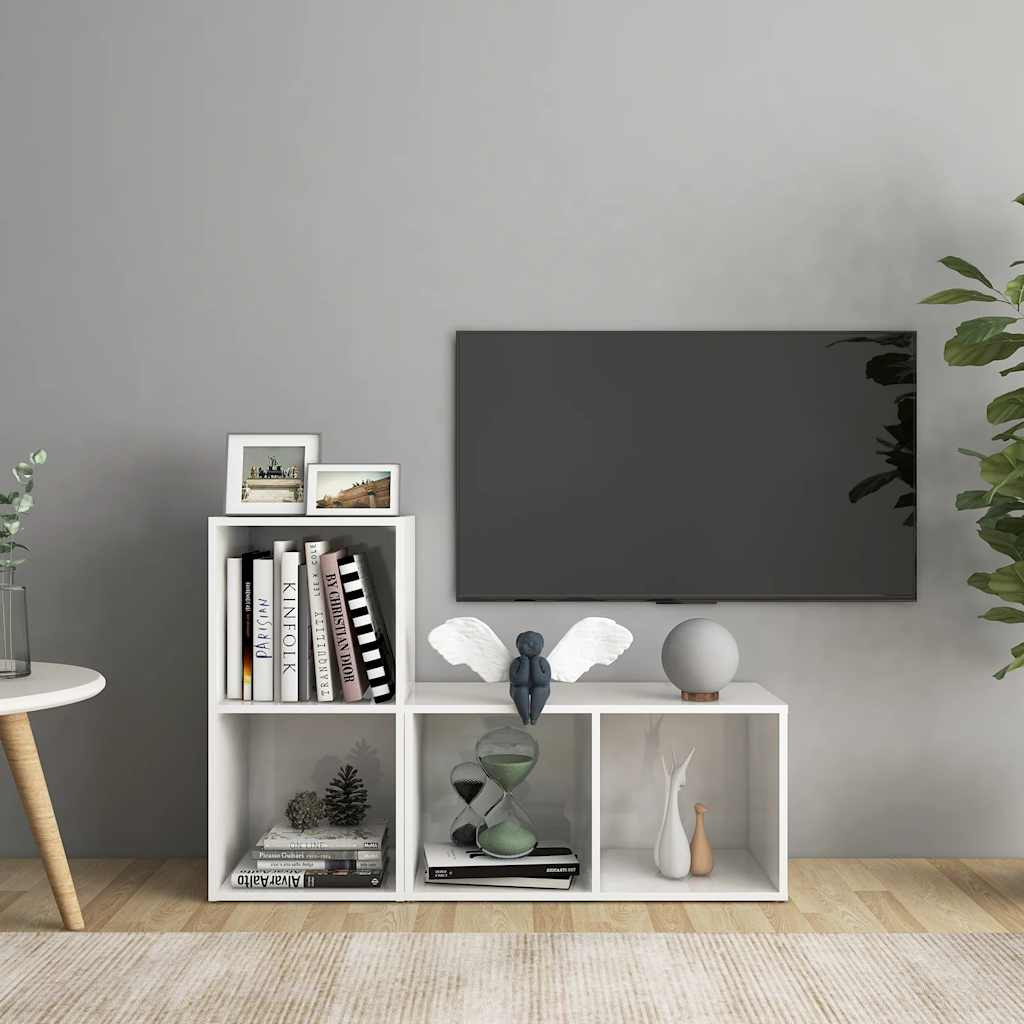 vidaXL TV-Schränke 2 Stk. Hochglanz-Weiß 72x35x36,5 cm Holzwerkstoff