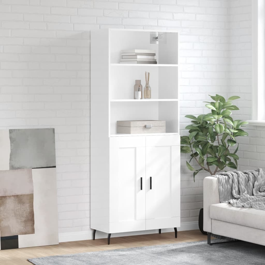 vidaXL Highboard Hochglanz-Weiß 69,5x34x180 cm Holzwerkstoff