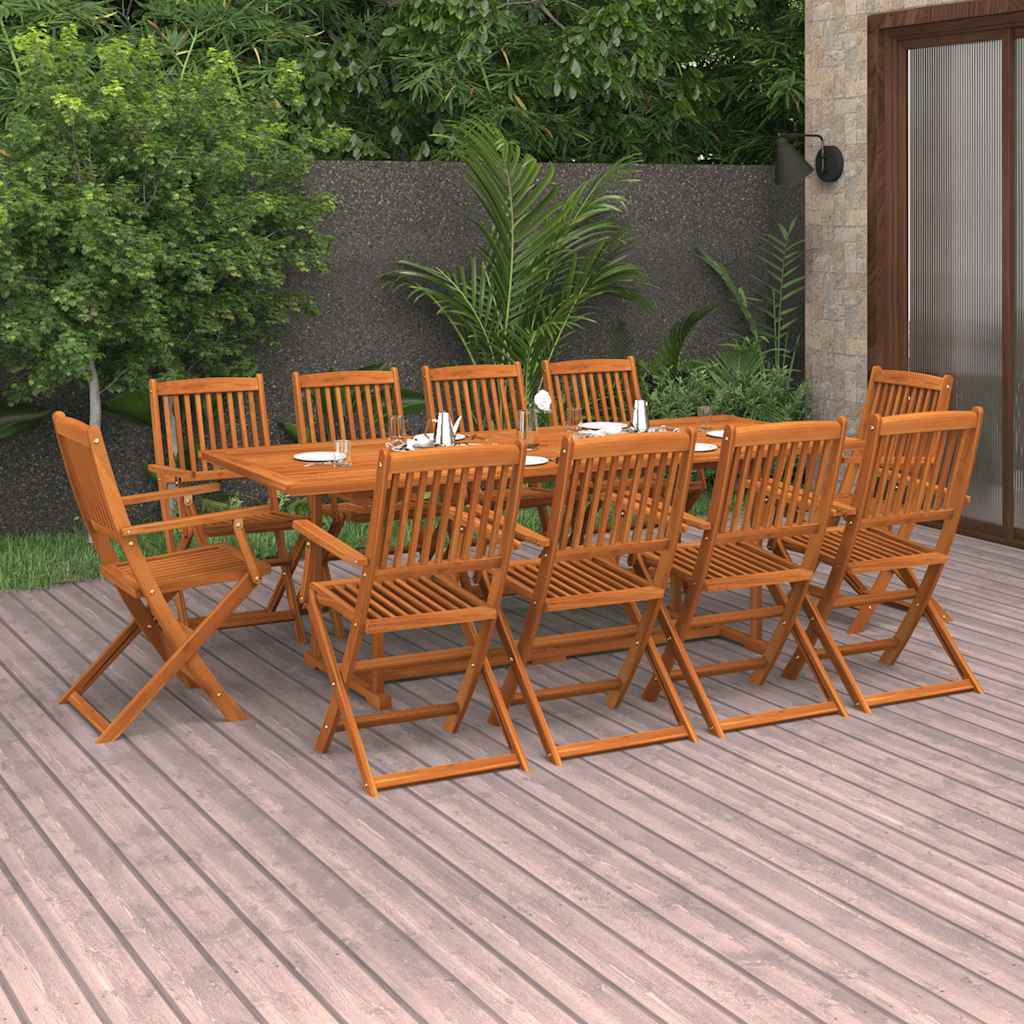 vidaXL 11-tlg. Garten-Essgruppe 220x90x75 cm Massivholz Akazie