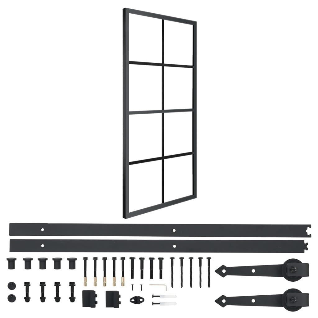 vidaXL Schiebetür Aluminium und ESG-Glas mit Beschlägen 76x205 cm
