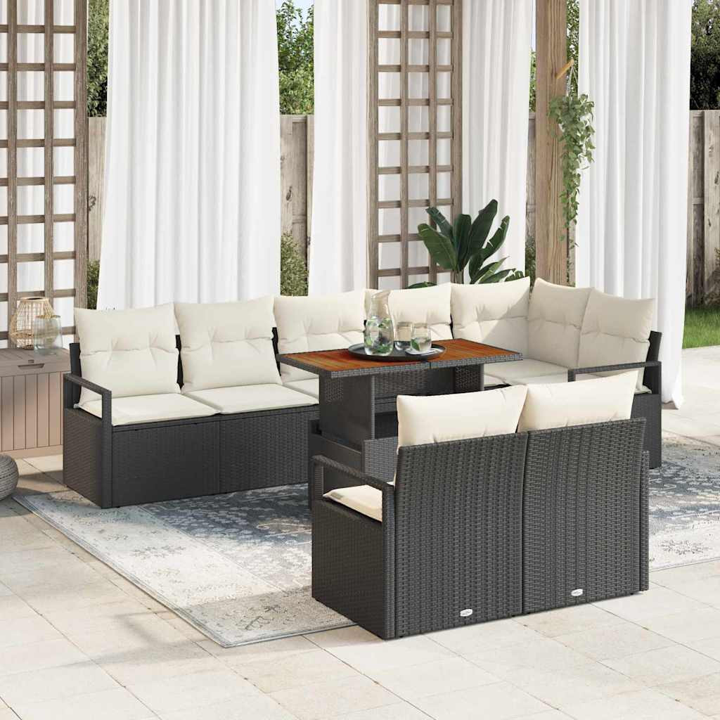 vidaXL Gartensofa-set 9 stk. 8-Sitzanzahl Schwarz und Creme