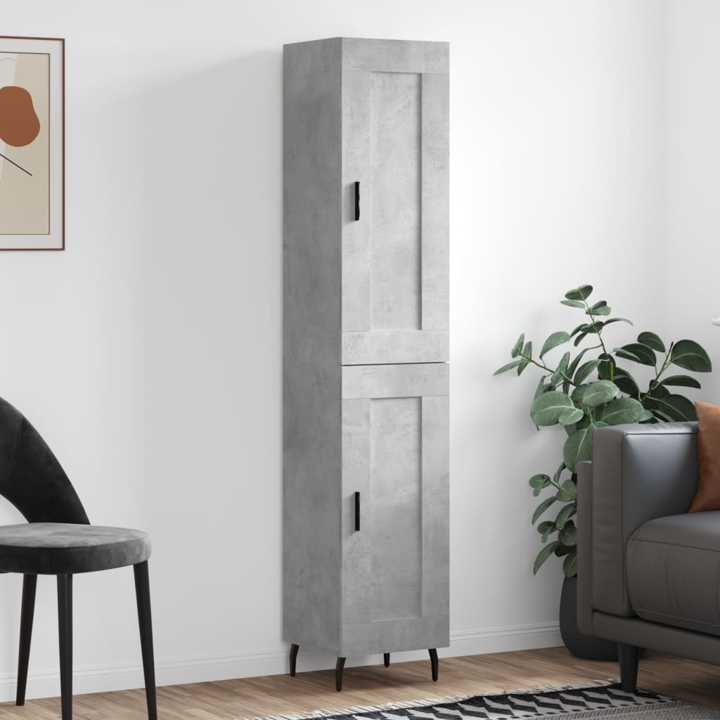 vidaXL Highboard Betongrau 34,5x34x180 cm Holzwerkstoff
