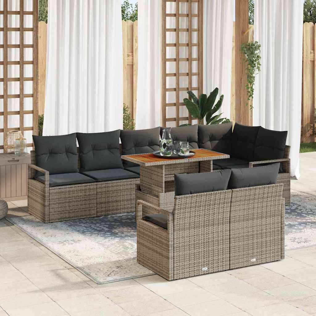 vidaXL Gartensofa-set 9 stk. 8-Sitzanzahl Grau und Braun