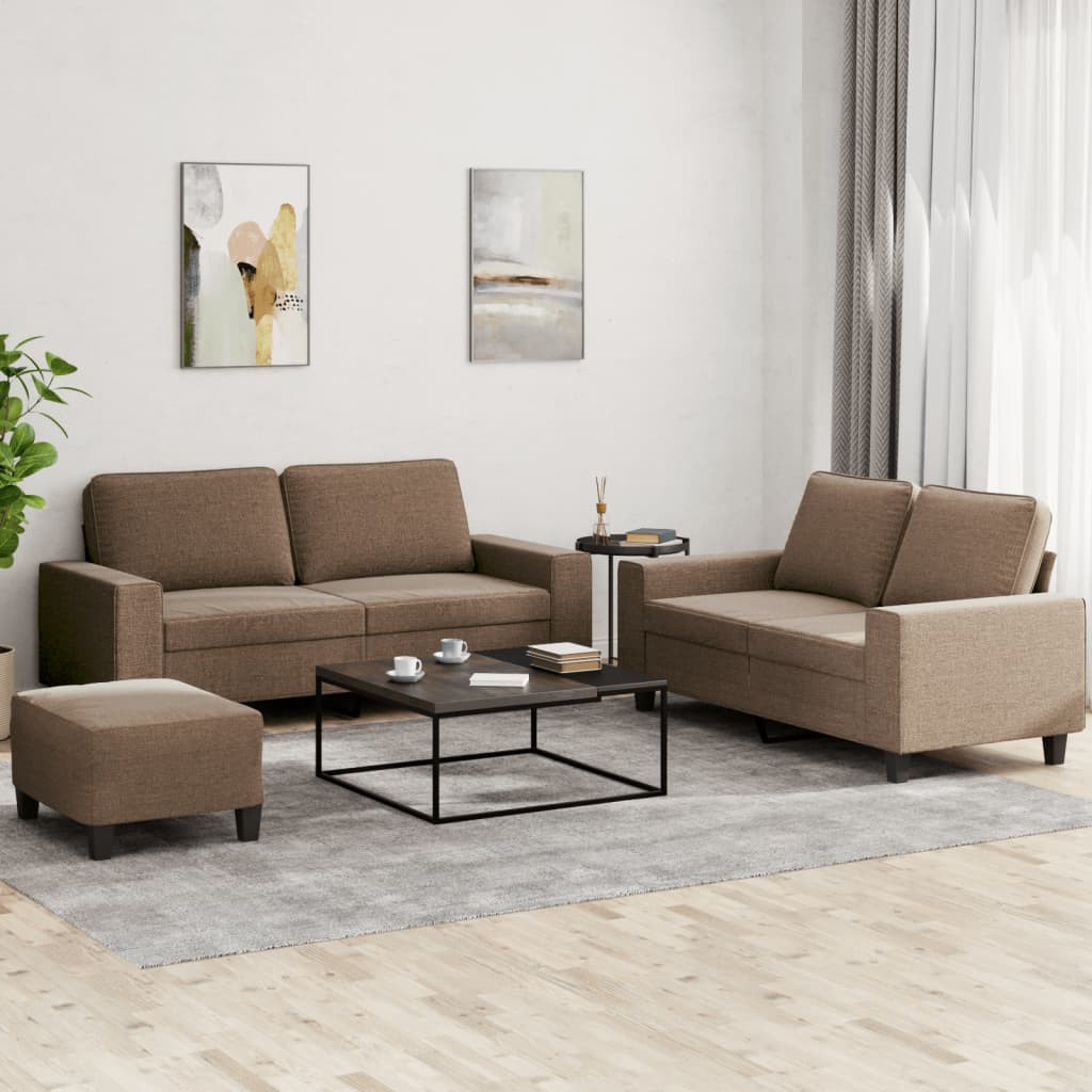 vidaXL 3-tlg. Sofagarnitur Braun Stoff