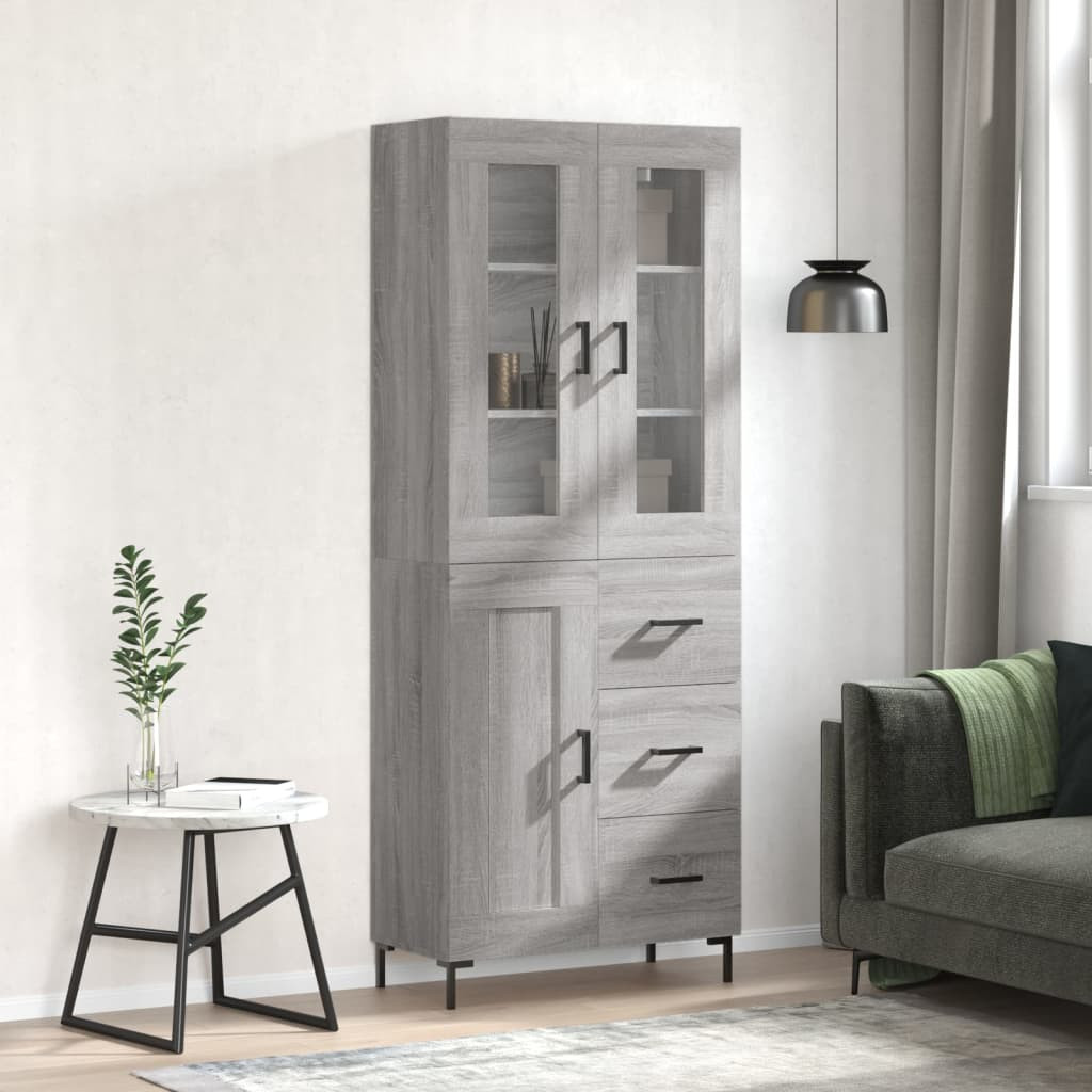 vidaXL Highboard Grau Sonoma 69,5x34x180 cm Holzwerkstoff