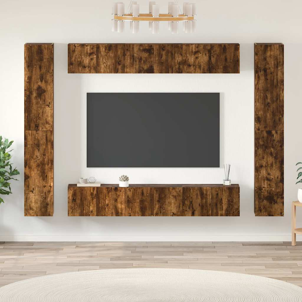 vidaXL 10-tlg. TV-Schrank-Set Räuchereiche Holzwerkstoff