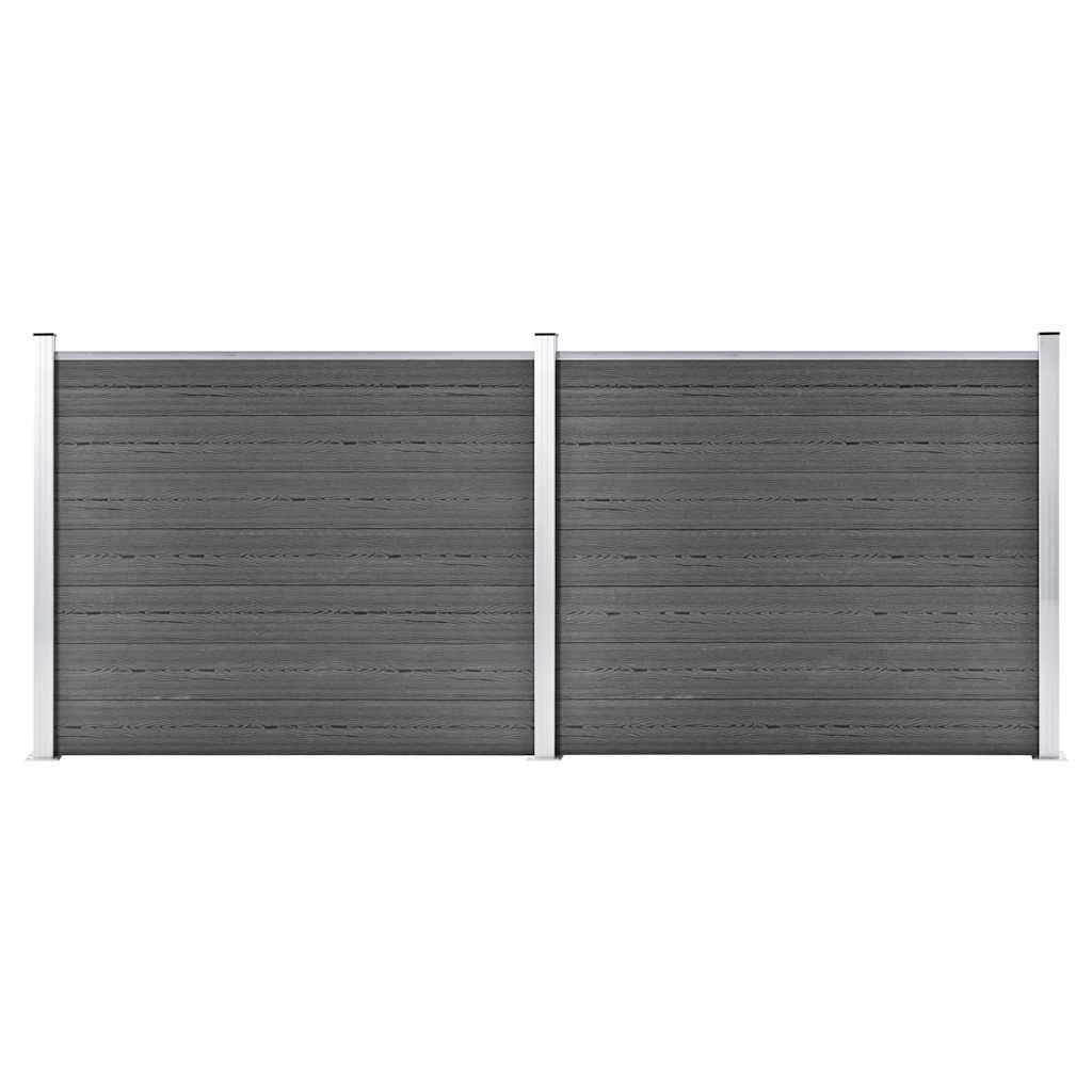 vidaXL Zaunelement Set WPC 353x146 cm Schwarz