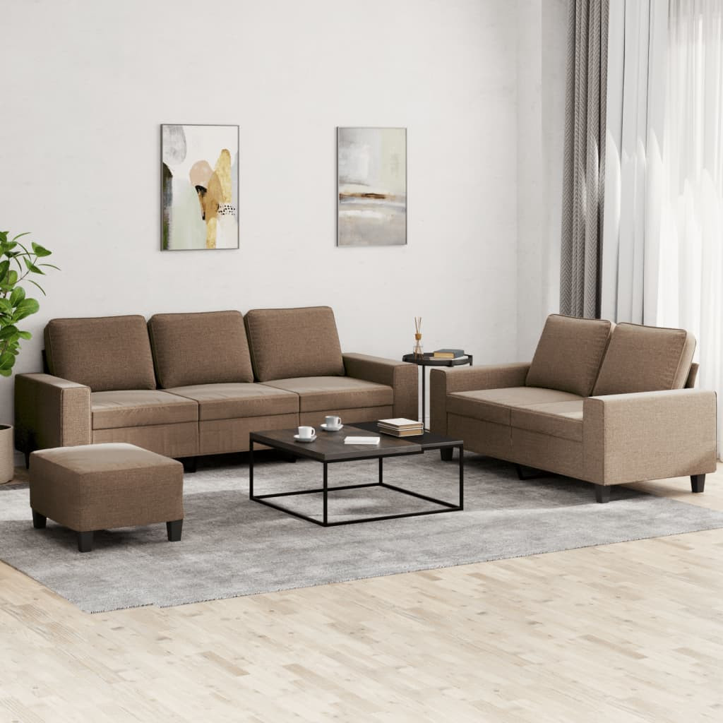 vidaXL 3-tlg. Sofagarnitur Braun Stoff