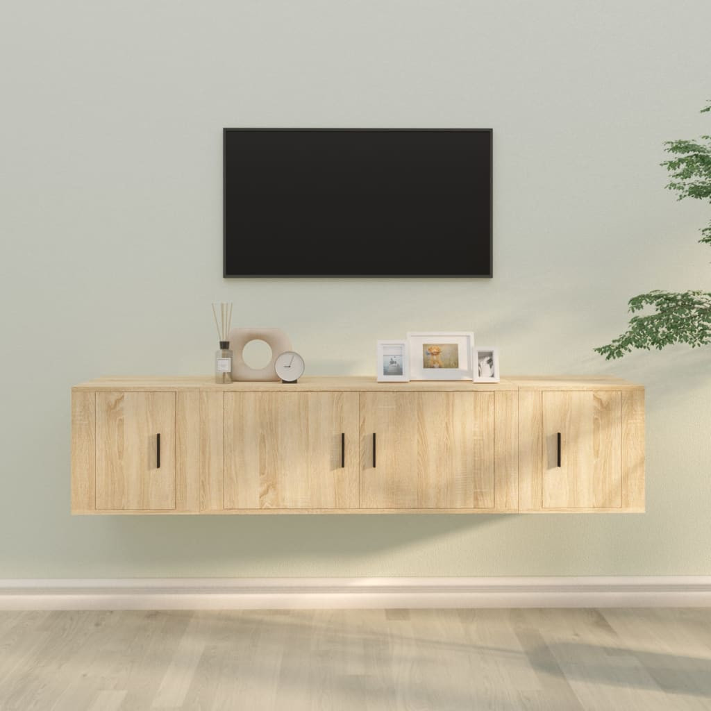 vidaXL 3-tlg. TV-Schrank-Set Sonoma-Eiche Holzwerkstoff