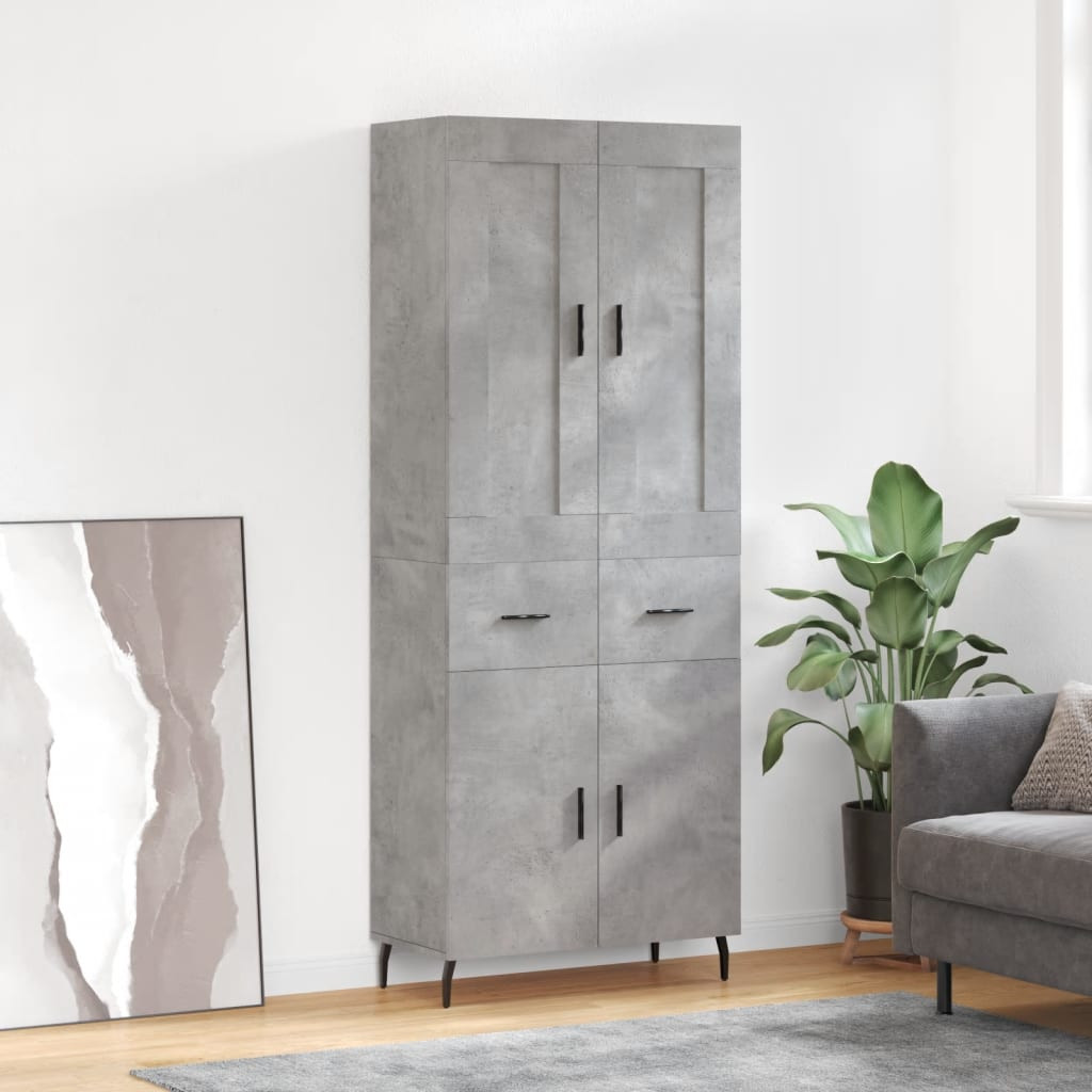 vidaXL Highboard Betongrau 69,5x34x180 cm Holzwerkstoff