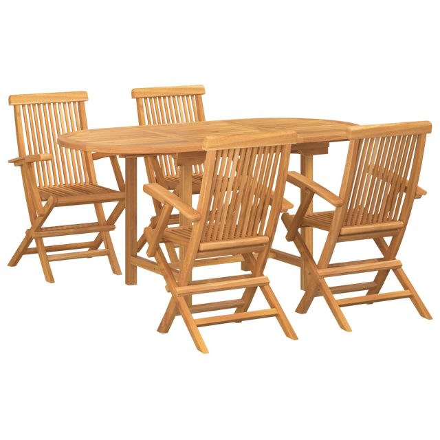 vidaXL Garten Essgruppe 5 pcs Braun Massivholz Teak