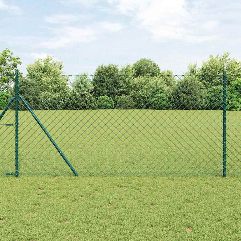 vidaXL Bodenmontierter Maschendrahtzaun 10 x 1,4 m Grün Netz