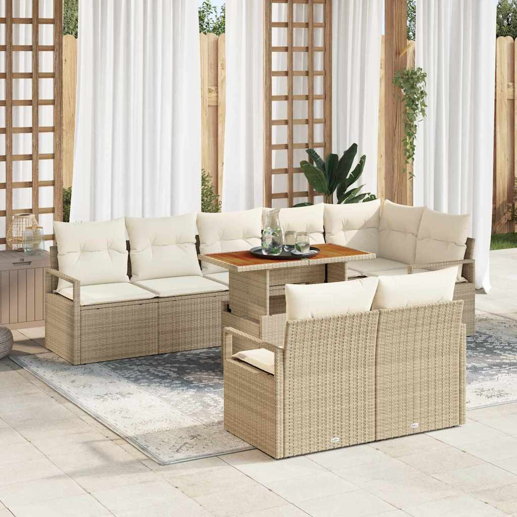 vidaXL Gartensofa-set 9 stk. 8-Sitzanzahl Beige und Creme