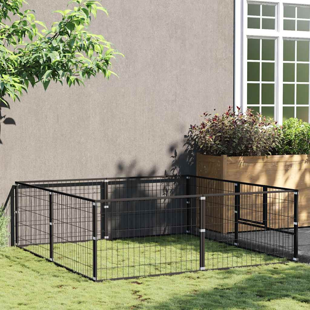 vidaXL Hundezwinger Schwarz 4 m² Stahl