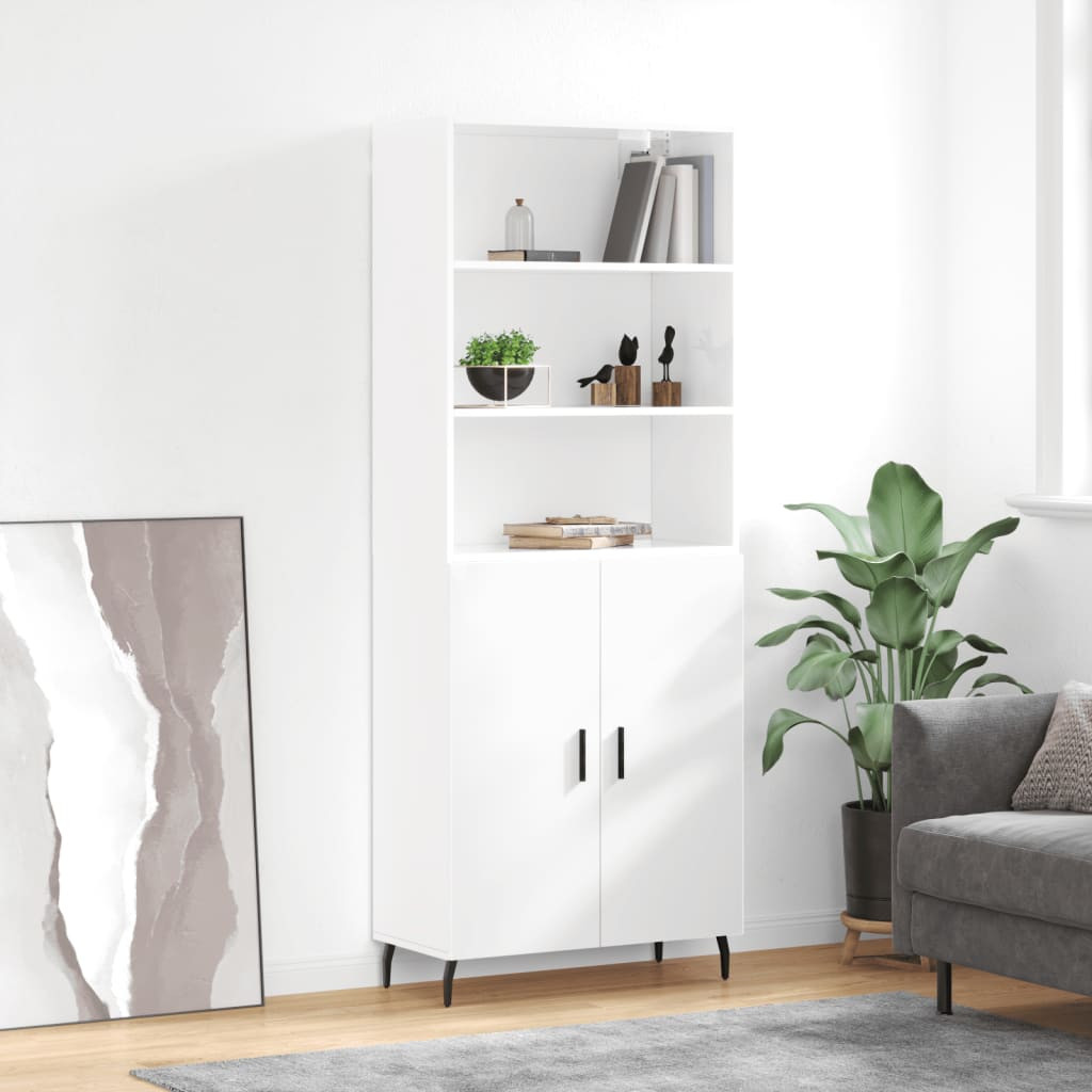 vidaXL Highboard Hochglanz-Weiß 69,5x34x180 cm Holzwerkstoff