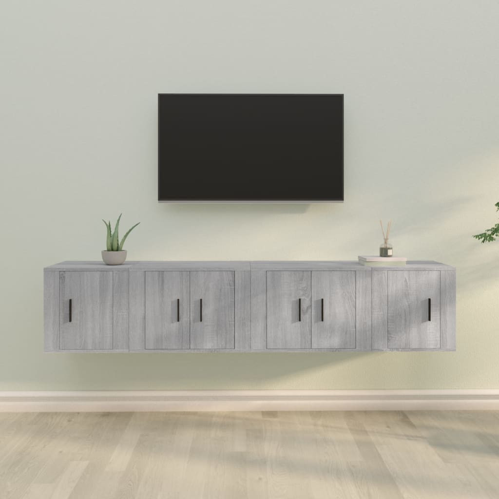 vidaXL 4-tlg. TV-Schrank-Set Grau Sonoma Holzwerkstoff