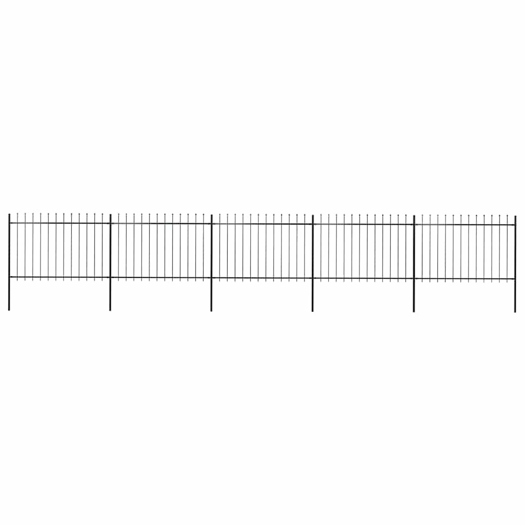 vidaXL Gartenzaun mit Speerspitze Stahl 838 x 120 cm Schwarz