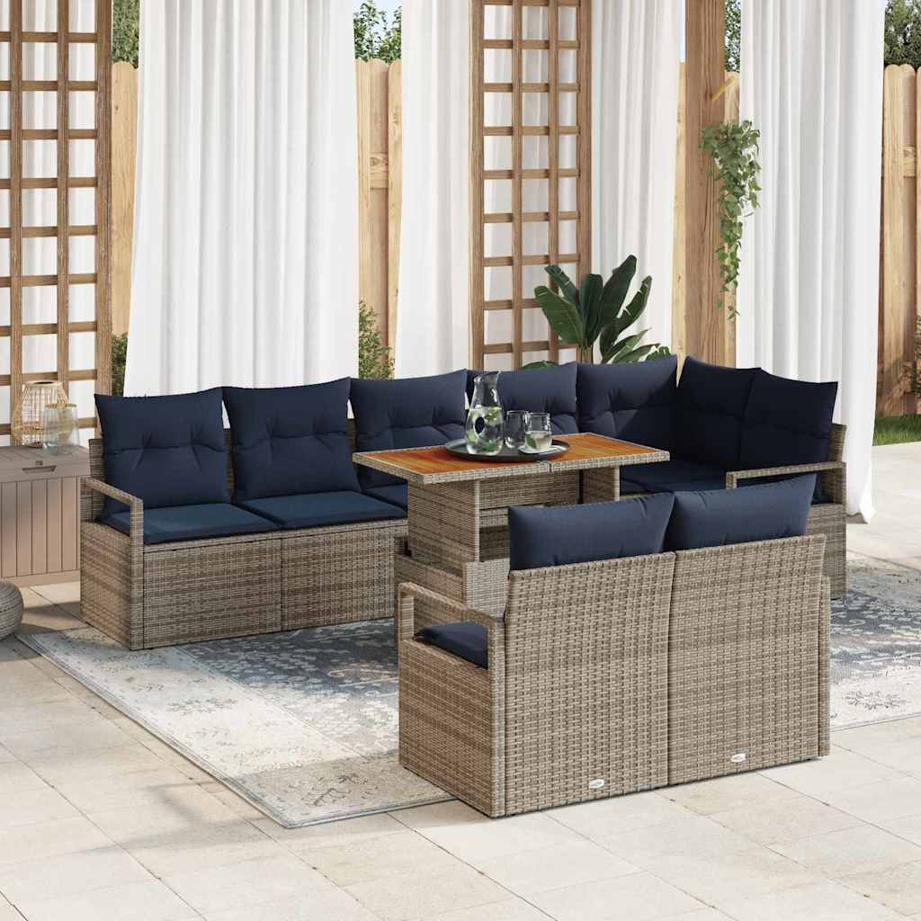 vidaXL Gartensofa-set 9 stk. 8-Sitzanzahl Grau und Marineblau