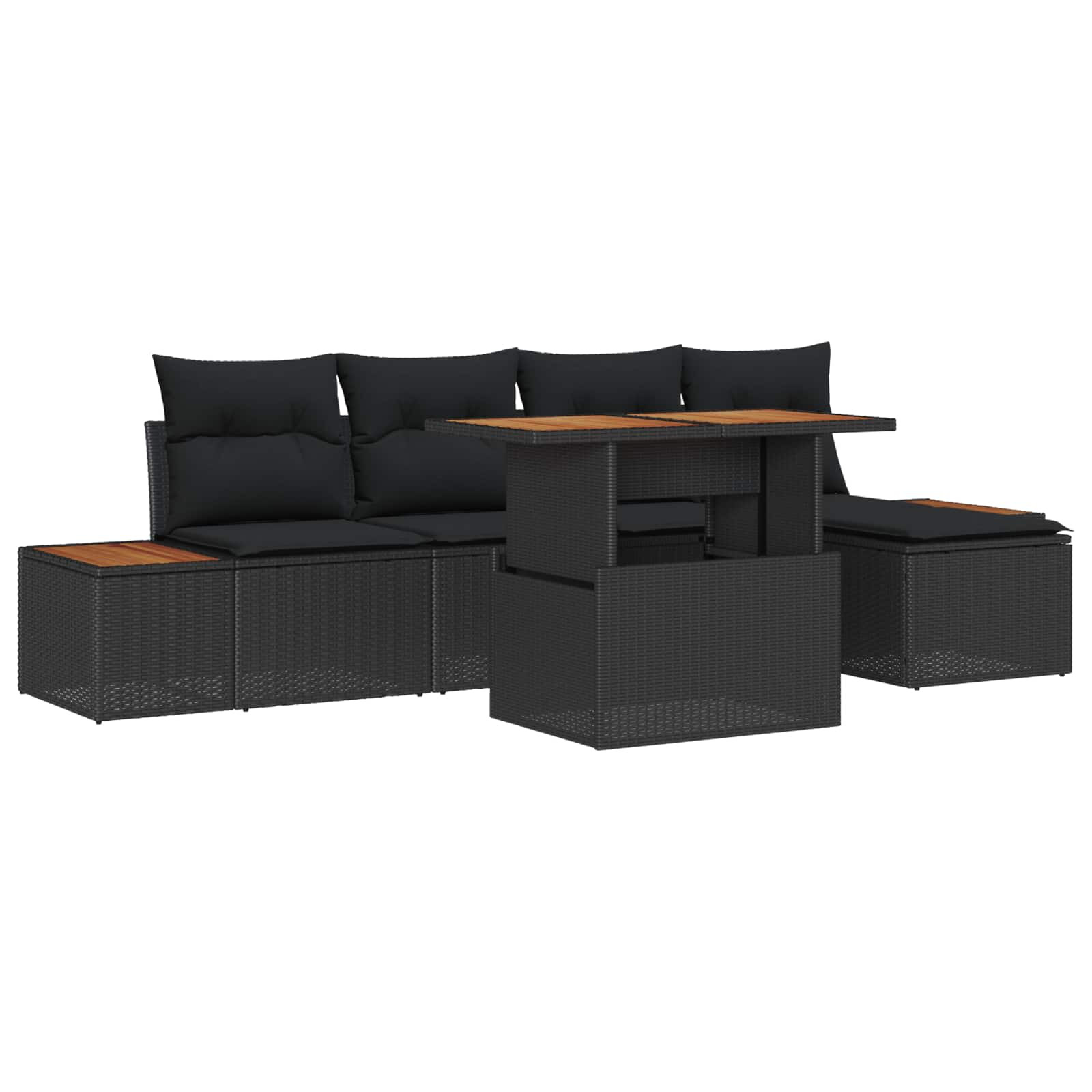 vidaXL Gartensofa-set 6 pcs Schwarz und Braun