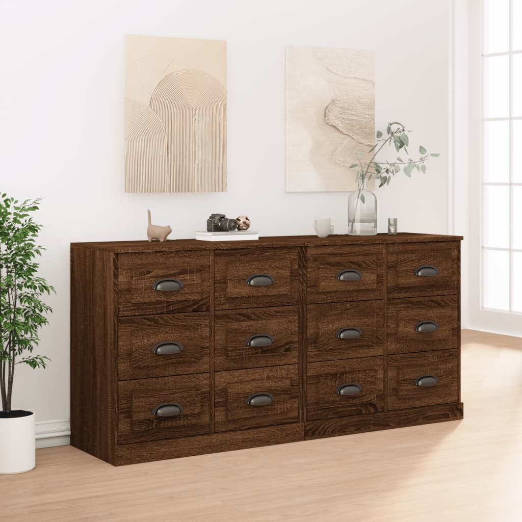 vidaXL Sideboards 2 Stk. Braun Eichen-Optik Holzwerkstoff