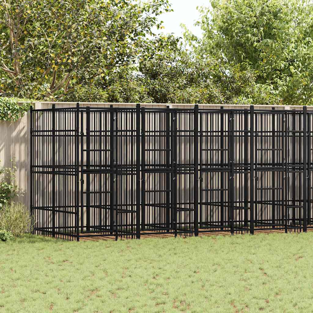 vidaXL Outdoor-Hundezwinger Stahl 14,75 m²