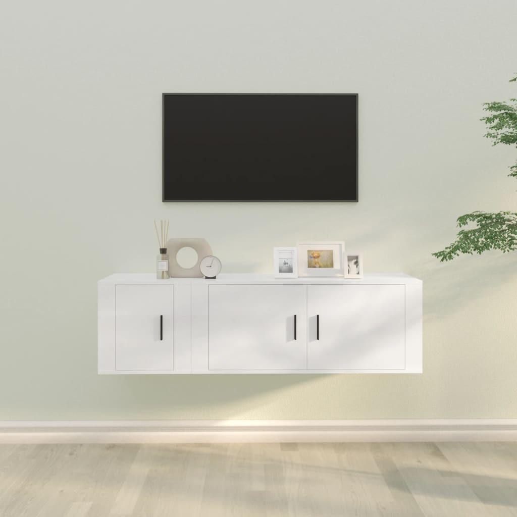 vidaXL 2-tlg. TV-Schrank-Set Weiß Holzwerkstoff